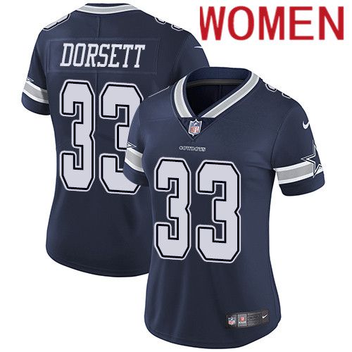 Women Dallas Cowboys #33 Tony Dorsett Nike Navy Vapor Limited NFL Jersey